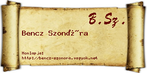 Bencz Szonóra névjegykártya